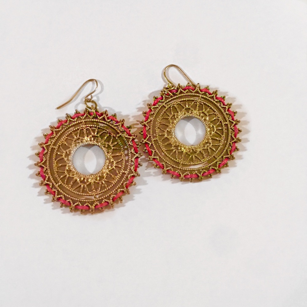 Francescas  Gold and Pink Statement Earrings